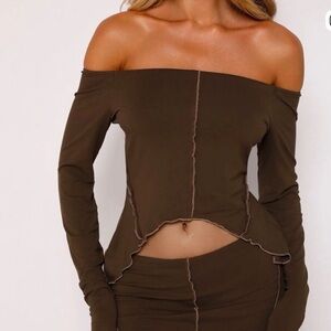 Tigermist: Off-Shoulder Brown Top